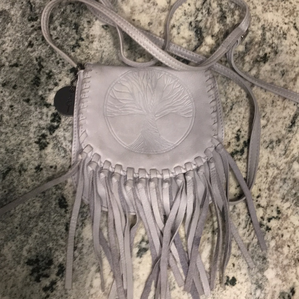 Leather Tree of Life mini cross body purse.